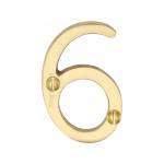 M Marcus Heritage Brass Numeral 6 - Face Fix 51mm 